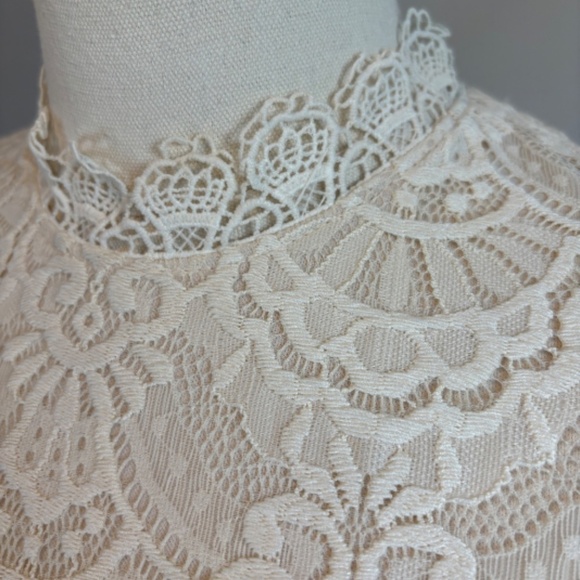 Dry Lake, Women's Romance Dress, High Neck,Fit & Flare, Cream Lace, SZ L - Picture 4 of 8